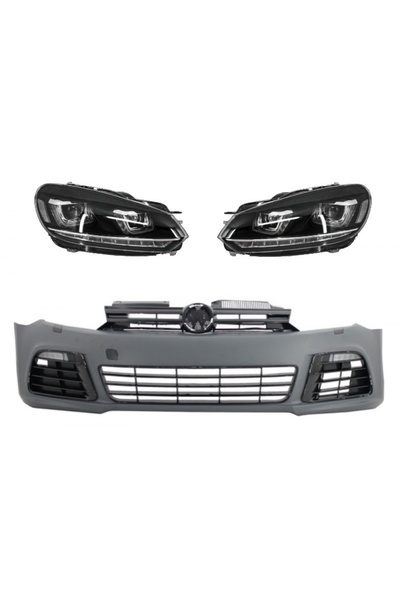 tuningset Bara Față compatibilă cu VW Golf VI 6 2008-2013 R20 Look cu Faruri ...
