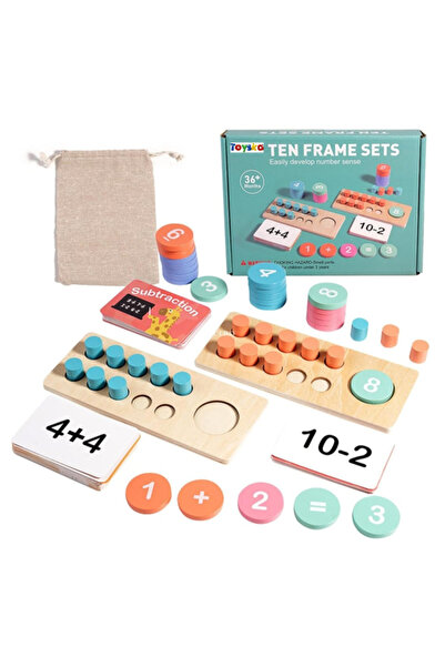 Toyska Εκπαιδευτικό ξύλινο παιχνίδι με πρόσθεση, αφαίρεση και μέτρηση Δέκα Πλ...