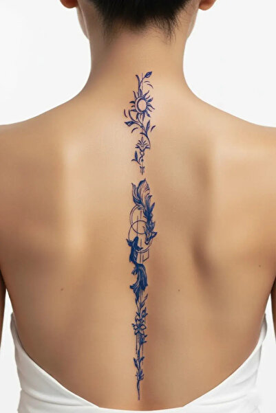 Tattoo 1 Ay Kalıcı 24 Saat Sonra Kararan Balık desenli Sırt model geçici dövme