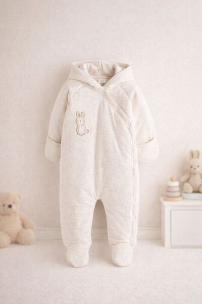 Next Baby Bej Tam Polar Astarlı Astronot Ayaklı Tulum