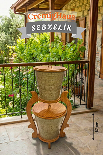 CremigHaus Ahşap Sebzelik Geleneksel Tasarım Stantlı Ihlamur Desenli Patates ...