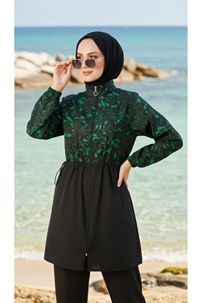 new ats Πλήρως καλυμμένο Με σχέδιο Hijab Tesettür Μαγιό σετ 3 τεμαχίων από ύφ...