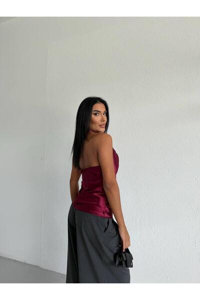 Tumtum Wear Satin Halter Neck Tie-Detail Blouse
