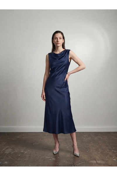 Lizay Dress Büzgülü Saten Elbise