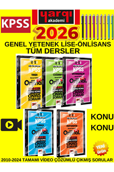 Yargı Yayınları 2026 KPSS Lise-Önlisans GK-GY Orijinal Tüm Dersler 2010-2024 ...