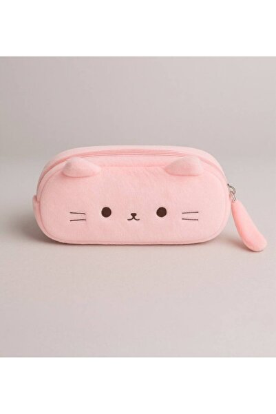 Limmy Cute Cat Pencil Case with Large Capacity for Plush Pens - Pink