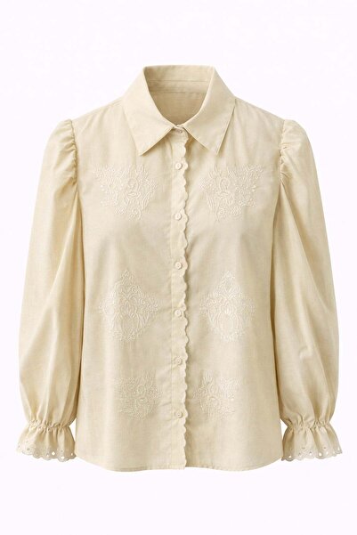 elif teke Petitse Embroidered Shirt Light Sand Beige