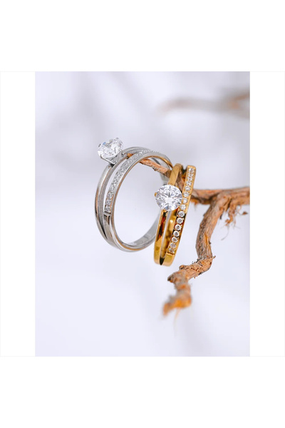 Eva Grace Inel Odette, auriu, minimalist, din oțel inoxidabil placat cu aur 18K