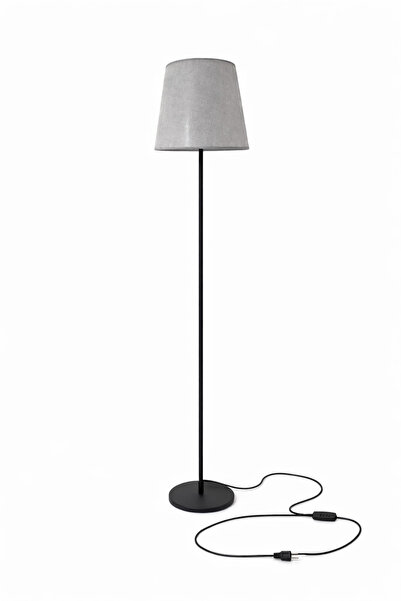 Woogue Vento Gri Kumaş Başlıklı | Tek Ayaklı Köşe Lambası | 155 cm