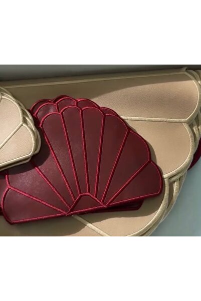 Matis Home Line طقم أورا مكون من قطعتين باللون الأحمر الداكن جلد مع قاعدة أكواب