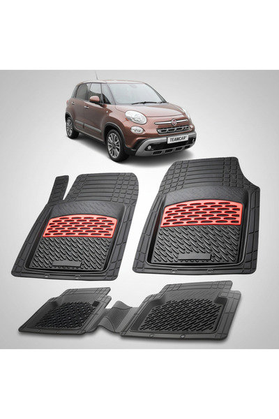 TEAMCAR Πατάκια δαπέδου συμβατά με Fiat 500L Cross Facelift 2017-2022 | Κόκκινα