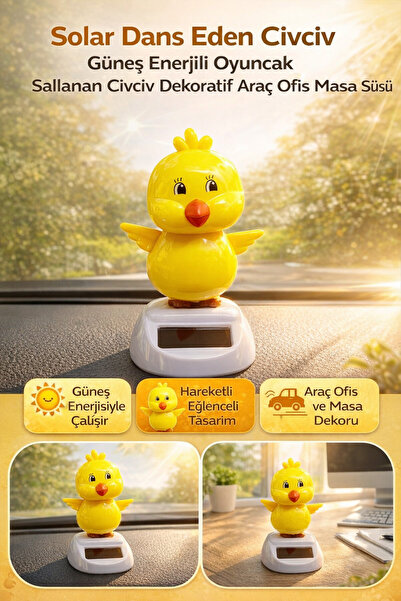Hane Dostu Solar Dans Eden Civciv Güneş Enerjili Oyuncak Sallanan Civciv Deko...