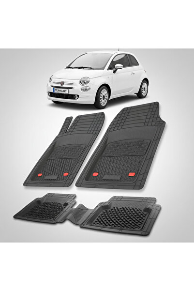 TEAMCAR Πατάκια δαπέδου συμβατά με Fiat 500 Hatchback Facelift 2015-2024 | Μαύρο