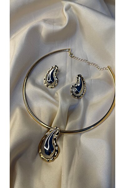 BUSİELLE JEWELRY طقم أقراط وقلادة تشوكير داملا