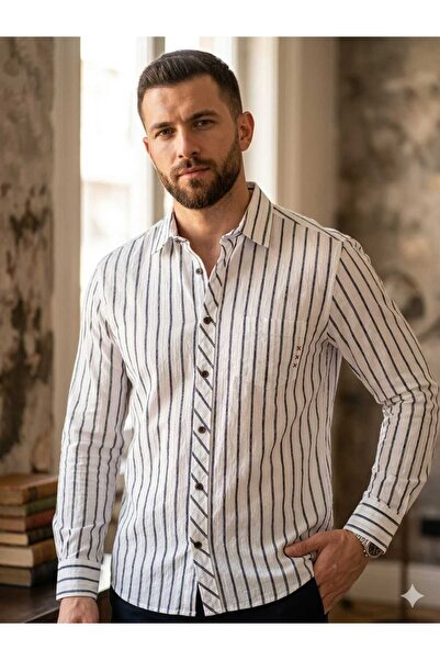 EAS GİYİM Striped Long Sleeve Pocketed Shirt