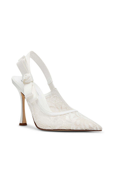 Steve Madden صندل بريلي-إل أبيض سادة بكعب متوسط