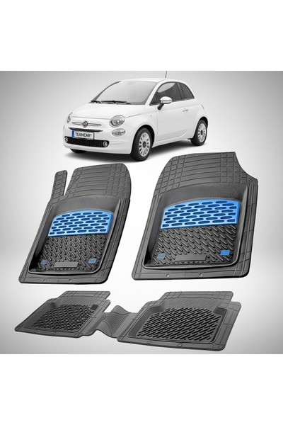 TEAMCAR Πατάκια δαπέδου συμβατά με Fiat 500 Hatchback Facelift 2015-2024 | Μπλε
