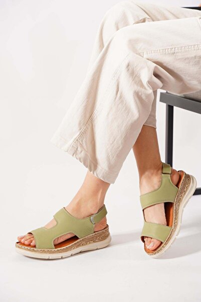 Moda Pie Poste Genuine Leather Orthopedic Pole Women's Sandals Avocado Green