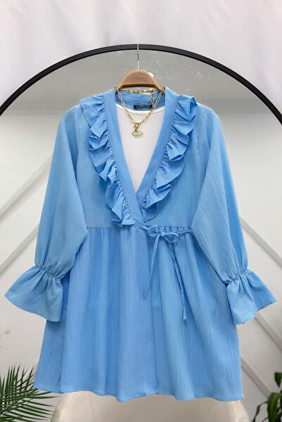 PALMİYE GİYİM Önü Fırfırlı Bağlamalı Kimono