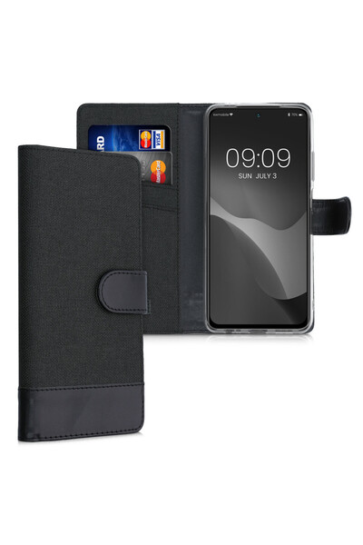 KWmobile Husă pentru Xiaomi Redmi Note 10 / Redmi Note 10S, Textilă, Neagră, ...