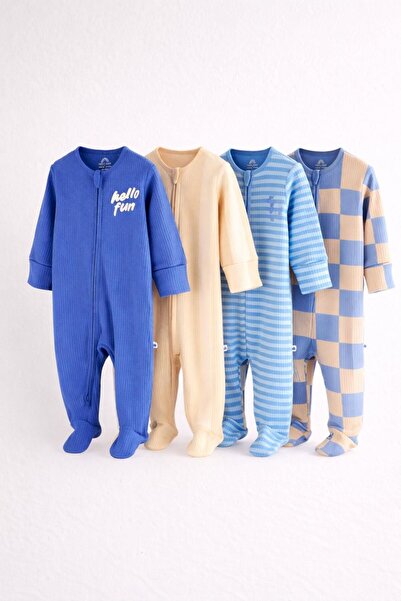 Next Baby مجموعة من قطن بدلات باللون الأزرق الداكن مكونة من 4 قطع