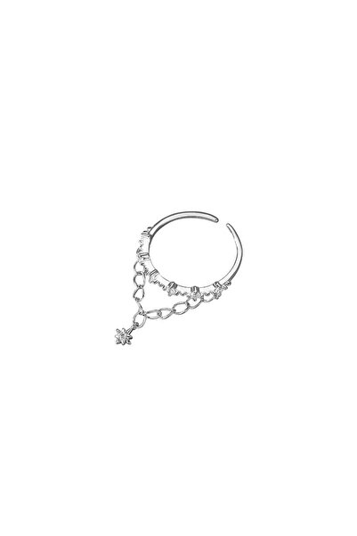 genernic Women's Ring Shiny Chain Design 925 Sterling Silver Rhodium Plated Z...