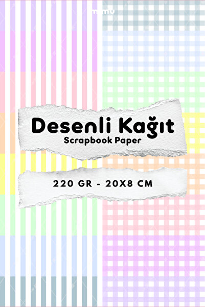Mimu Art Studio Desenli Kağıt Seti Scrapbook Kağıdı (220 gr) Ajanda Kolaj Jun...