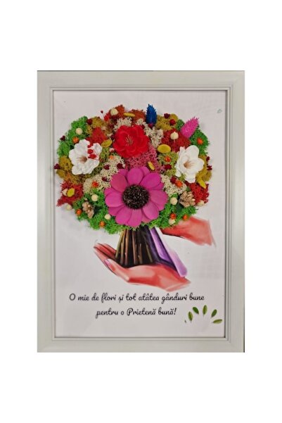 OEM Tablou decorativ cu licheni 13x18 cm - Prietena deosebita