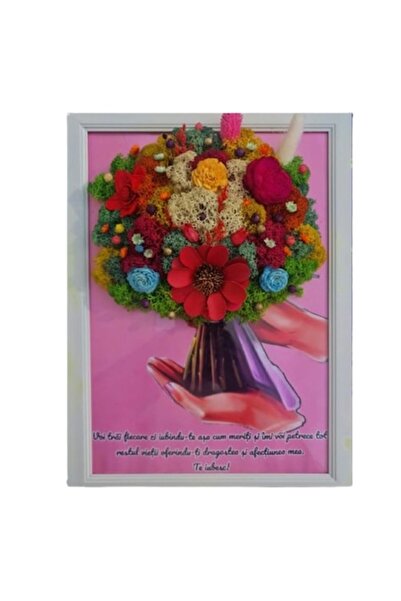 OEM Tablou decorativ cu licheni, 13x18 cm, Voi trăi în fiecare zi iubindu-te