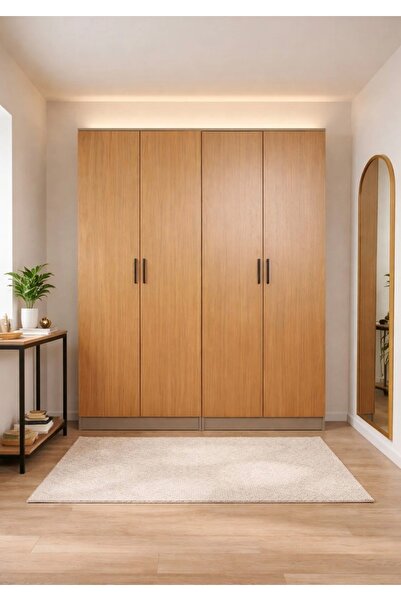 Arnohome خزانة ملابس فاخرة مع مساحة تخزين، لون رمادي/خشبي، 160×54×200 سم