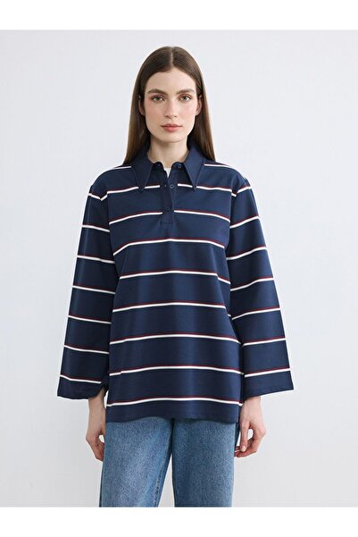 LC Waikiki Polo Collar Striped Oversize Women's Tunic