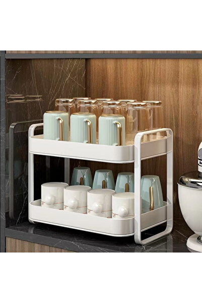 Viyogo 2-tier glass drainer, metal frame, 36.5 x 25.5 x 29 cm, white