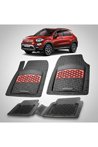 TEAMCAR Πατάκια δαπέδου συμβατά με ανακαίνιση Fiat 500X 2018-2023 | Κόκκινα