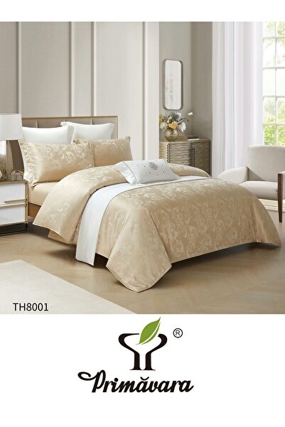 Primavara Lenjerie de pat dublu, Jacquard satinat, 4 piese, cearceaf cu elastic