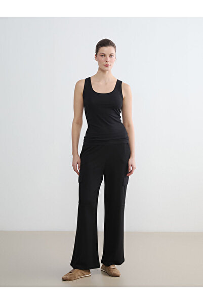 LC Waikiki LCWAIKIKI Classic Siyah Beli Lastikli Kadın Kargo Eşofman Altı