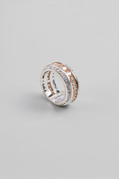 So CHIC... Renkli Taşlı 18 Ayar Beyaz Altın Kaplama Gümüş Tamtur Yüzük