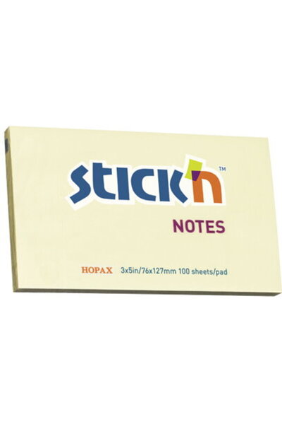 Stickn Notes autoadeziv 76 x 127 mm, 100 file, Stick"n - galben pastel