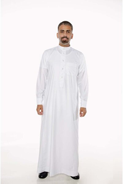 EZARY White izar robe with cufflinks for men (60 inches)