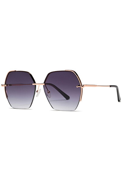 Techsuit Oversized Women's Sunglasses (8561) - Rose Gold / Gradient Gray