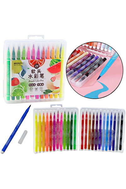 LEAN Watercolor markers in colorful organizer, set of 24 pieces