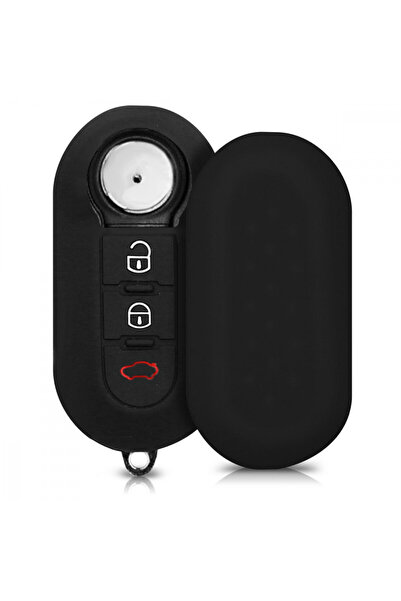 KWmobile Car Key Cover for Fiat / Lancia - 3 Buttons, Silicone, Black, 43621.01