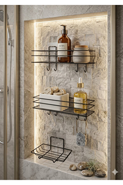 BUSEMSİ HOME حامل صابون لاصق مقاوم للصدأ للحمام، رف لغرفة الاستحمام، حامل شام...