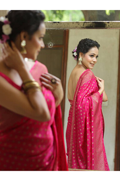 MYSMAR ساري حرير وردي باناراسي ناعم - KTZ4795 | لون القرنفل