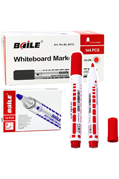 LEAN Set markere pentru tablДѓ cu И™tergere uscatДѓ, roИ™ii, 12 buc.