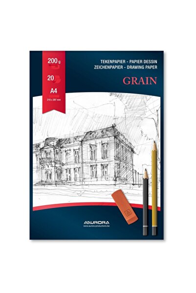 Aurora Bloc desen A4, 20 file - 200g/mp, Grain - carton alb