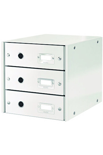 Leitz 3-drawer stand, made of laminated cardboard, Click & Store - white