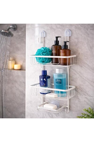 Generis Triple Layer Hanging Bathroom Organizer Steel with Luxurious Modern D...