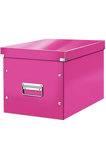 Leitz Cutie depozitare WOW Click & Store, carton laminat, Cub, mare, roz