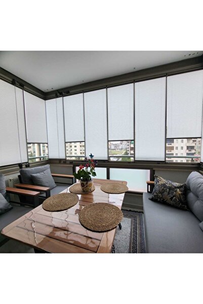 BERA PLİSEL PERDE PLİSEL PERDE BEYAZ CAM BALKON-EV-OFİS-İŞYERİ-KARAVAN PERDESİ