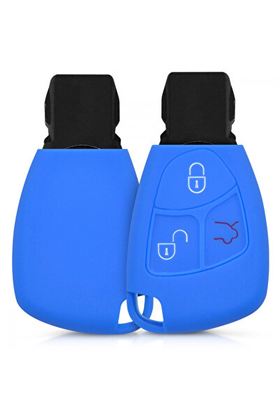 KWmobile Car Key Case for Mercedes - 2-3 Buttons, Silicone, Blue, 41626.04